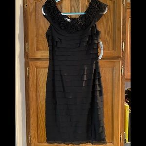 London Times Dress NWT ~ Beautiful Black Dress with flower accent